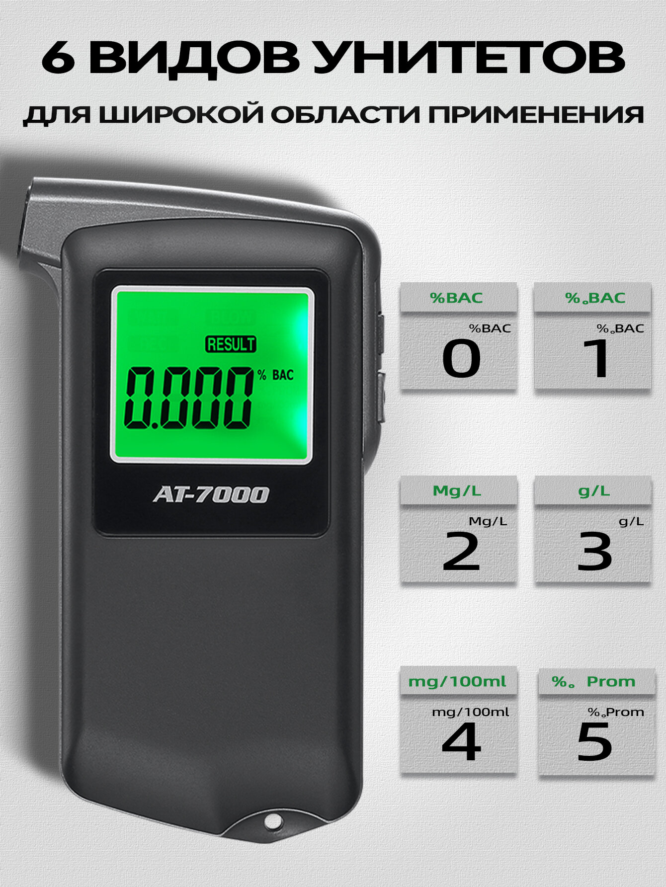 Алкотестер профессиональный гибдд на алкоголь цифровой С 10 мундштуками — фото 1