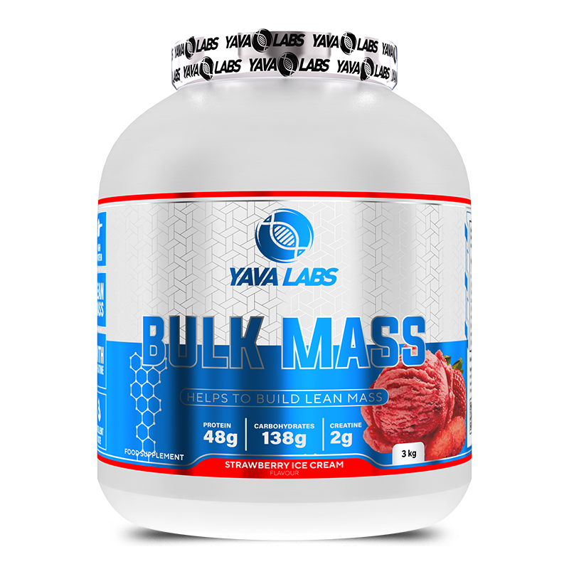 YAVA LABS BULK MASS GAINER 3kg для набора массы, Клубника, испания — фото 1
