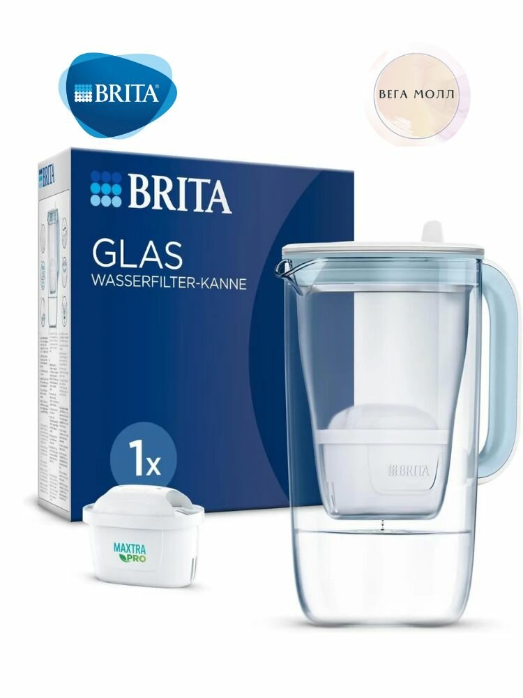 Фильтр-кувшин BRITA из стекла с водоочистительным картриджем, 3.5 литра