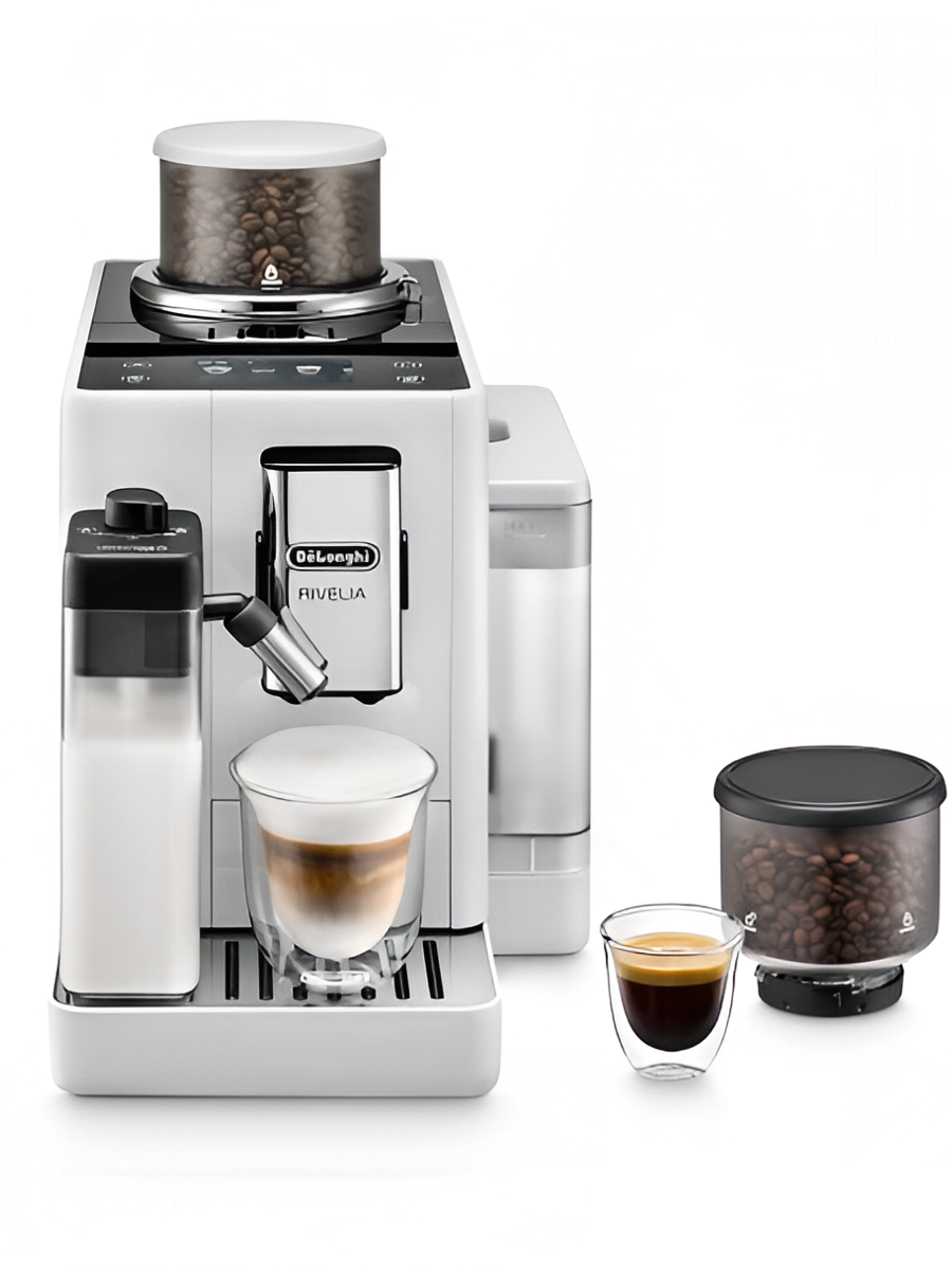 Автоматическая кофемашина DeLonghi Rivelia Perfetto EXAM440.55. W, 19 Бар, 13 степеней помола, 16 рецептов, белый