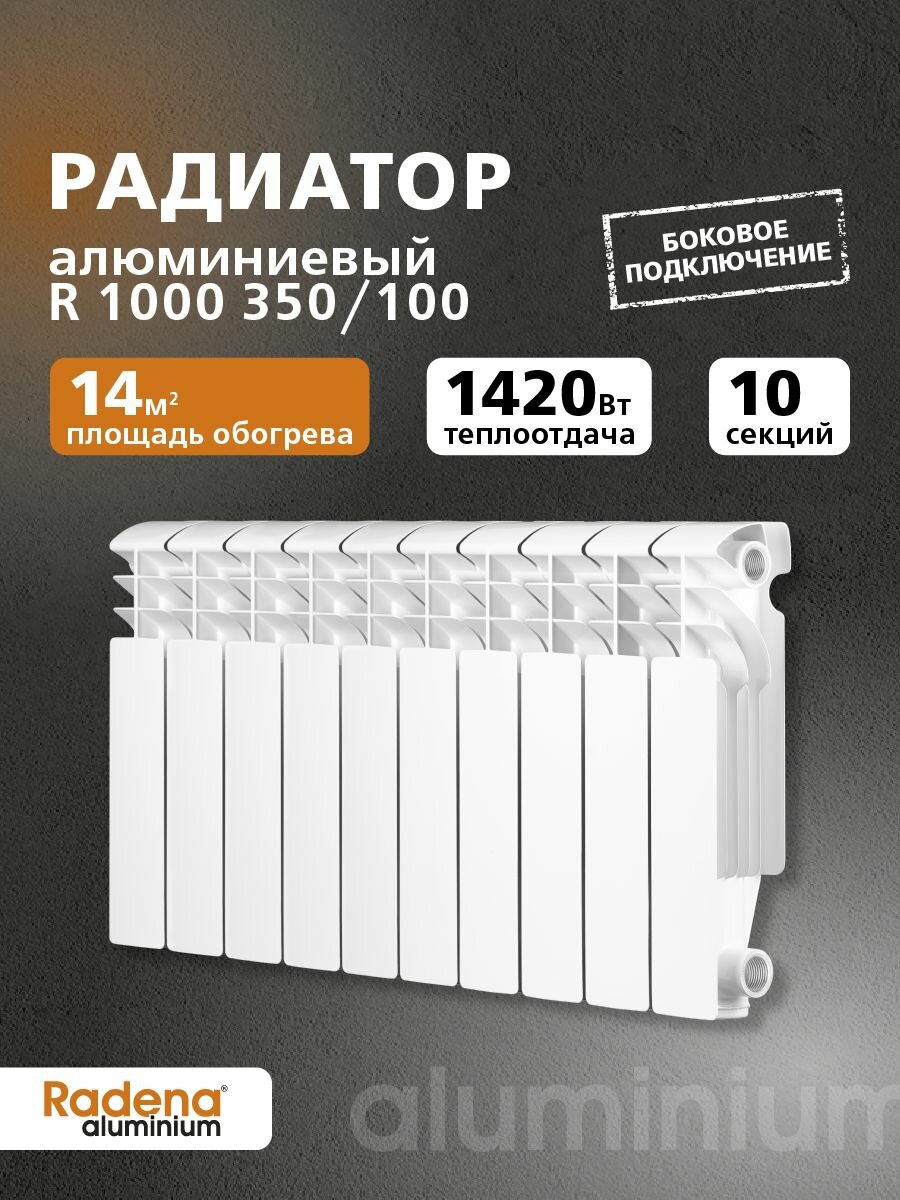Radena Радиатор алюминиевый R 1000 350/100 10 секций