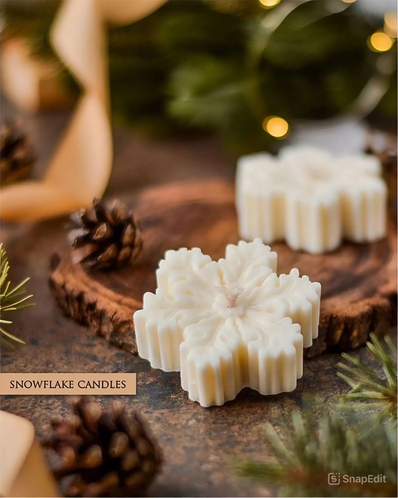 Арома-свеча “Снежинка” с ароматом ванили, ручная работа, натуральный состав — фото 1