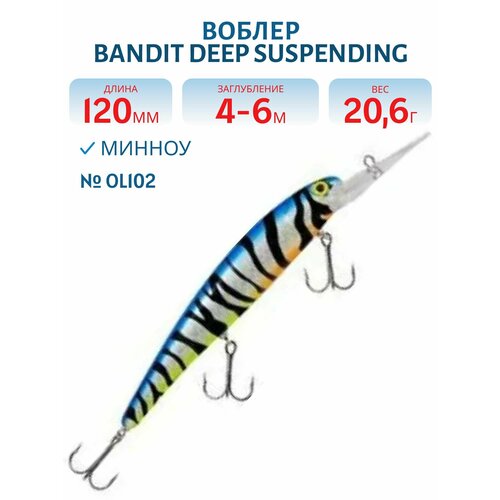 Воблер BANDIT DEEP SUSPENDING MINNOW, 120 мм, 20,6 гр, цвет OL102