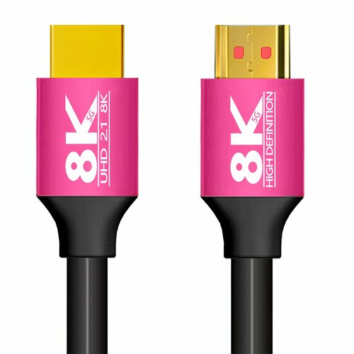 Кабель TECH HDMI 2.1 High Definition cable 8K, 1.5 метра, розовый черный, розовый