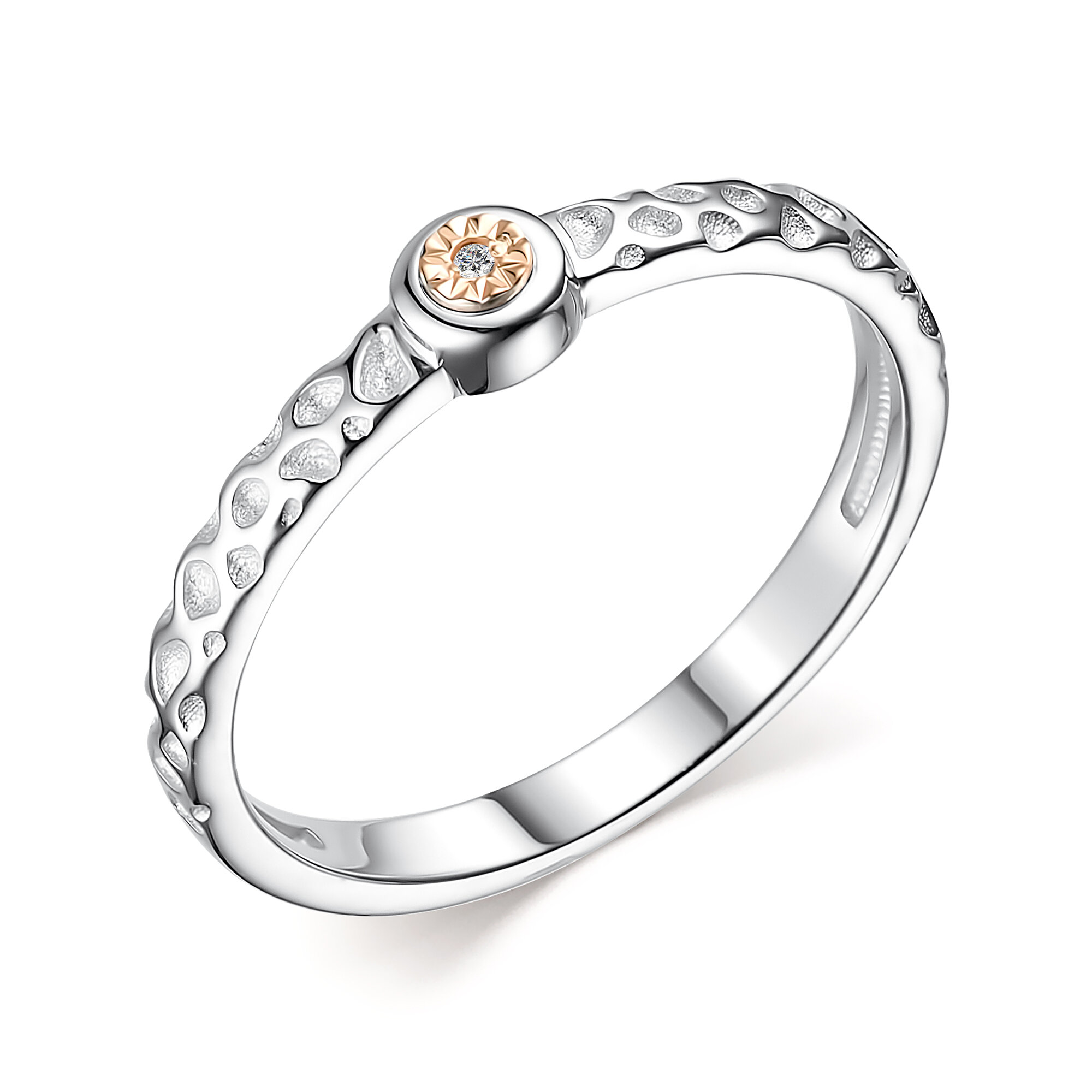 Кольцо Diamant online, серебро, 925 проба, родирование, бриллиант