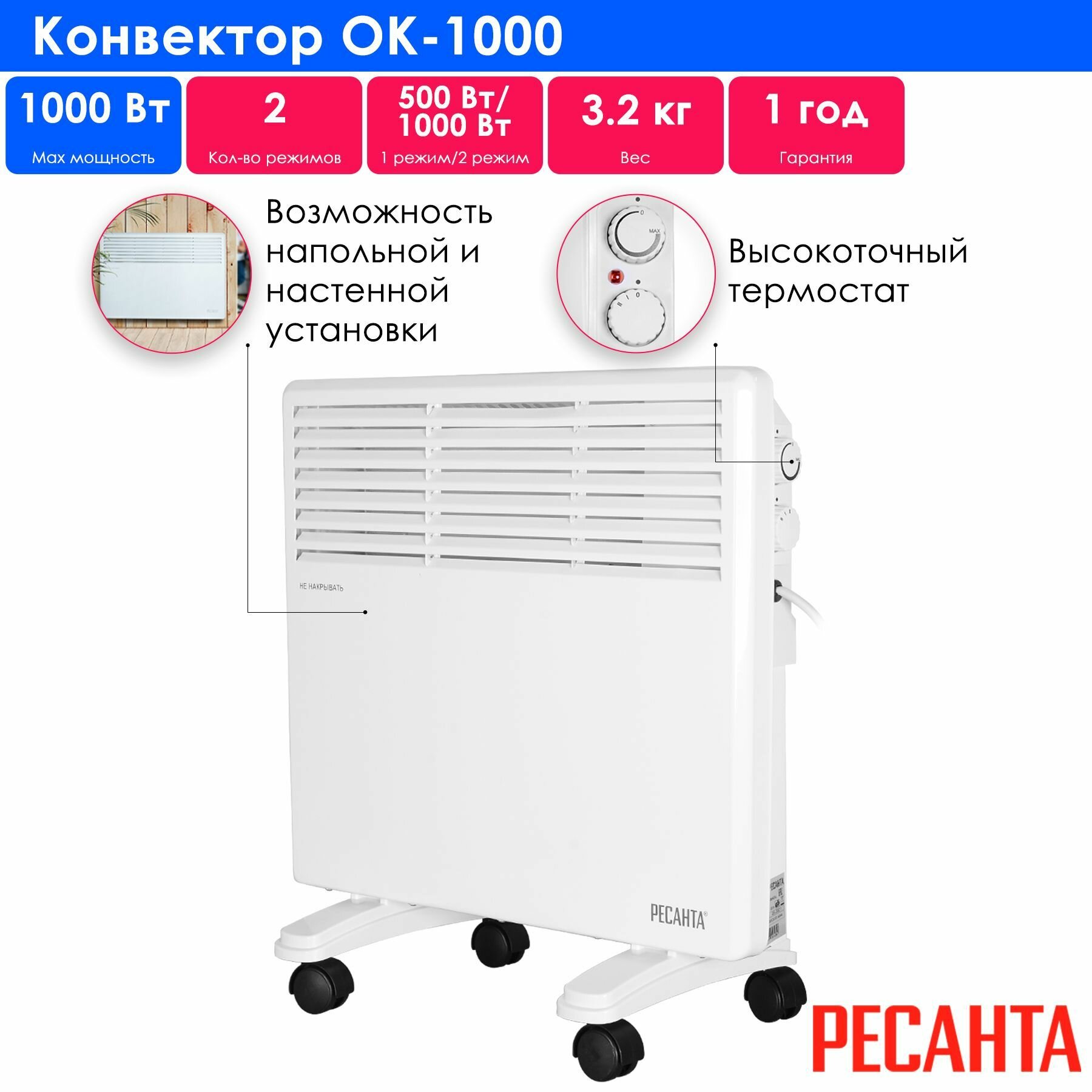 фото Конвектор РЕСАНТА ОК-1000