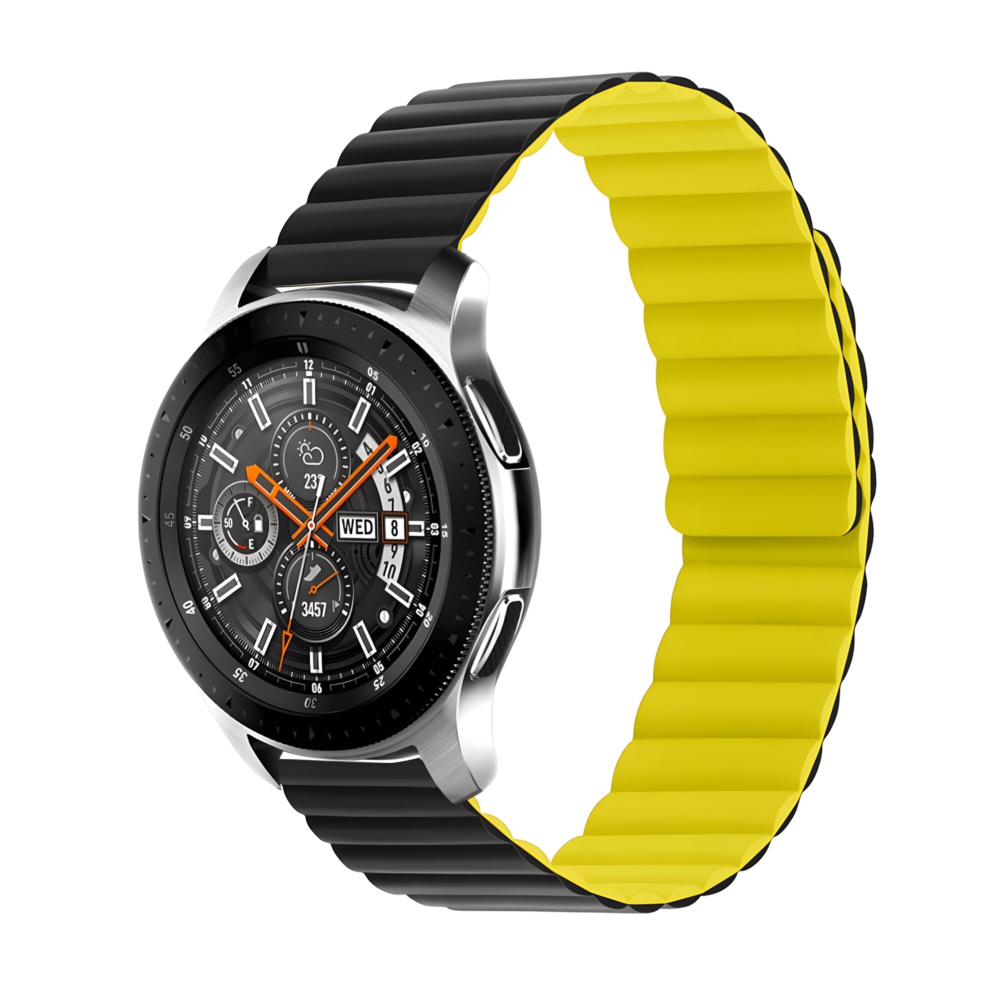 Магнитный ремешок для Huawei Watch GT2 и Samsung Gear S3, черный/желтый, 20 мм