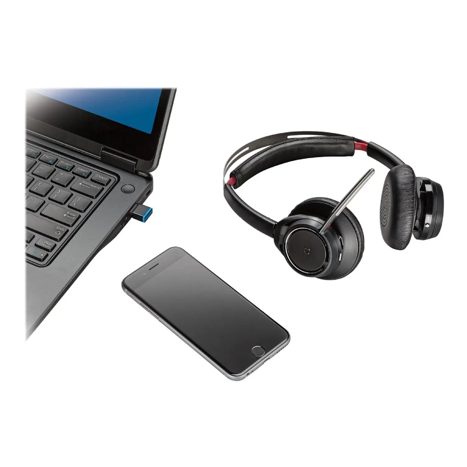 Беспроводная стереогарнитура Plantronics POLY Voyager Focus B825, с адаптером BT700, без подставки PN:202652-103 — фото 1