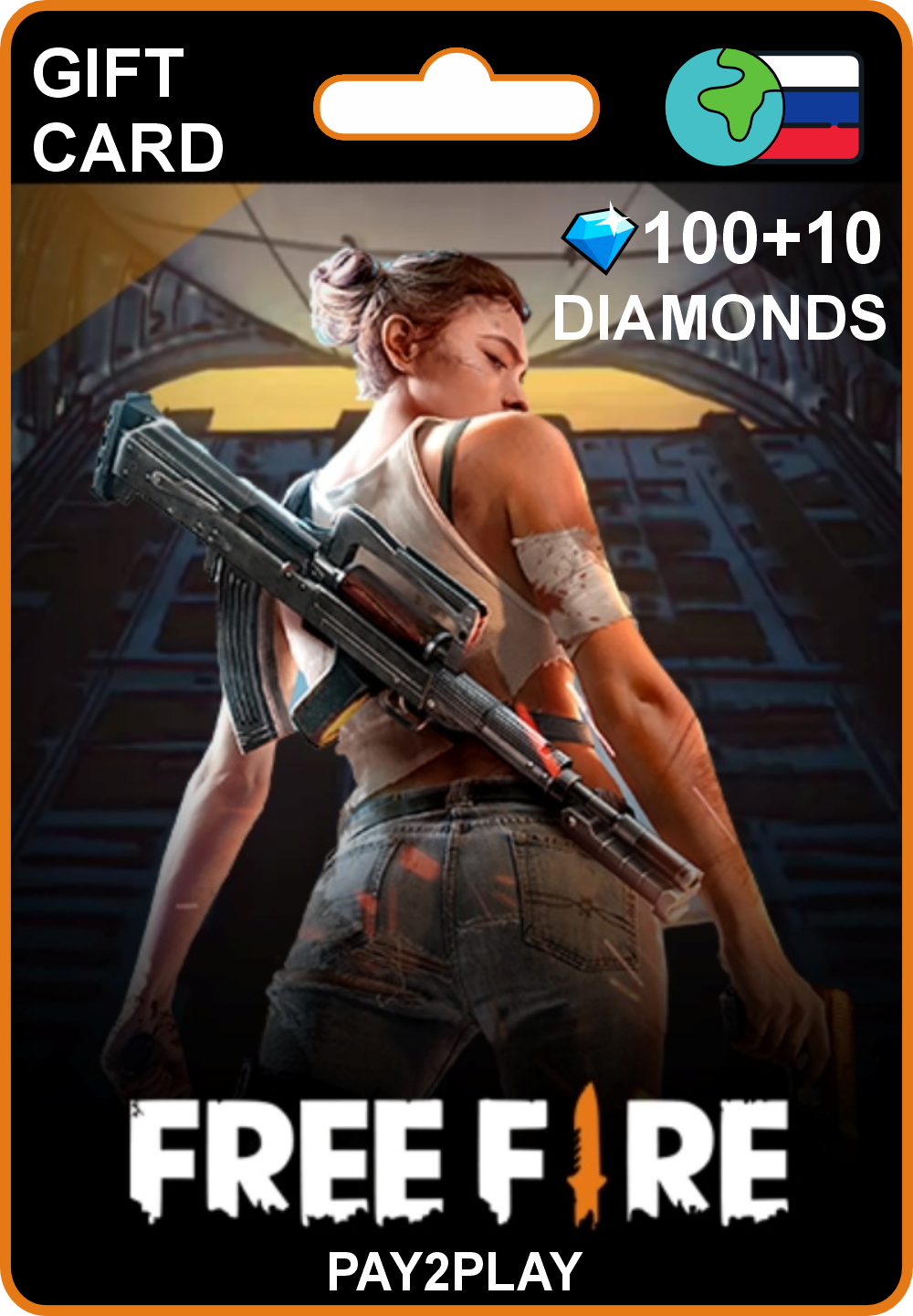 Игровая валюта Free Fire 110 Diamonds, Алмазы / Все страны / Цифровой код, пополнение счета / Free Fire Gift Card