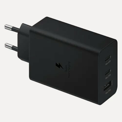 Изображение товара Сетевое зарядное устройство Samsung EP-T6530, USB + 2xUSB type-C, 65Вт, 3A, черный [ep-t6530nbegeu]