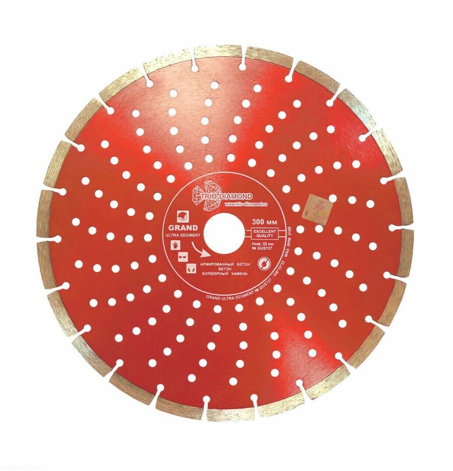 TRIO-DIAMOND Диск алмазный отрезной 300*32 Сегментный серия Grand hot press (арт. GUS727)