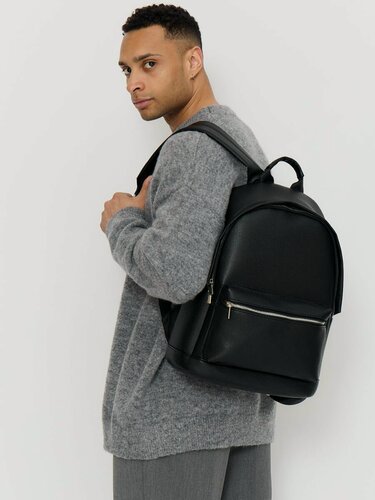 Изображение товара Рюкзак BACKPACK2U, водоотталкивающий, экокожа, черный, для ноутбука до 15,6", 24 л,