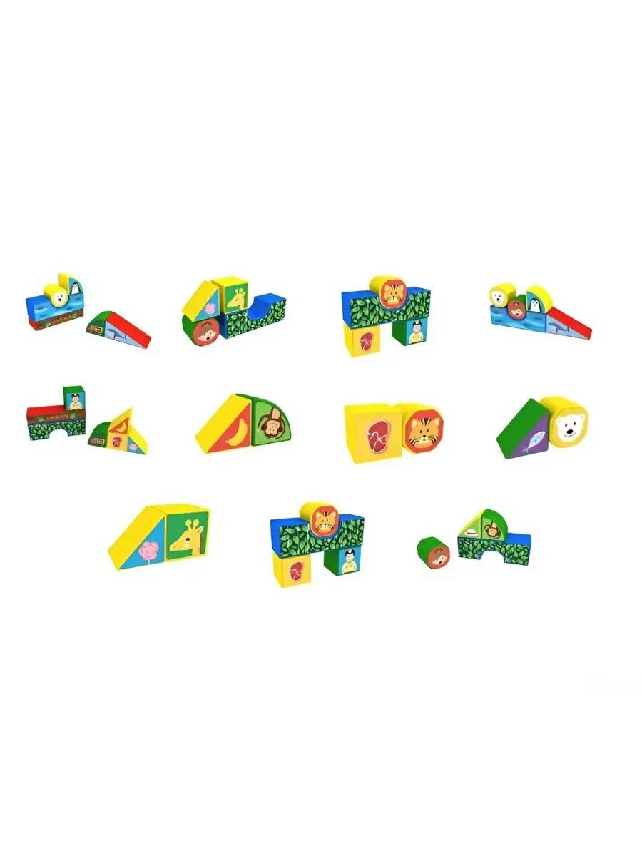 Кубики Magneticus "Зоопарк", пластик, развивающие, 12 элементов — фото 1