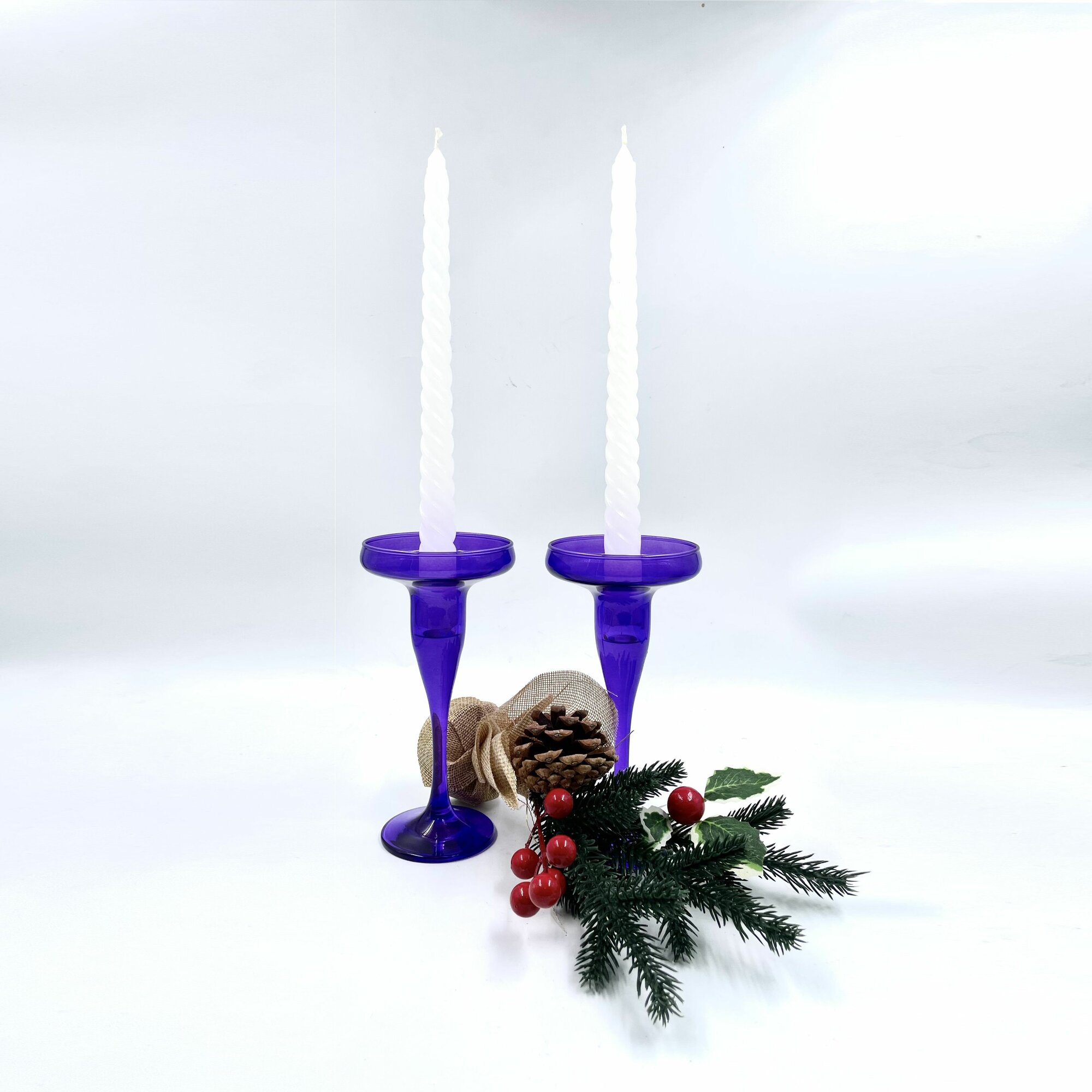 Набор подсвечников Pasabahce 44021, стекло, фиолетовый, настольный, 17х8,2х2,5см — фото 1