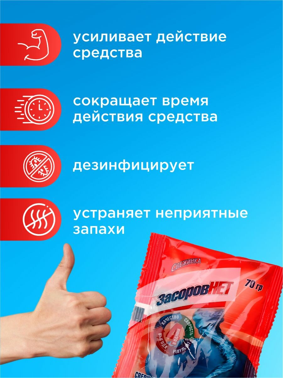 Средство для прочистки труб Свежинка Набор Засоров Нет в гранулах 70гр*10шт — фото 1