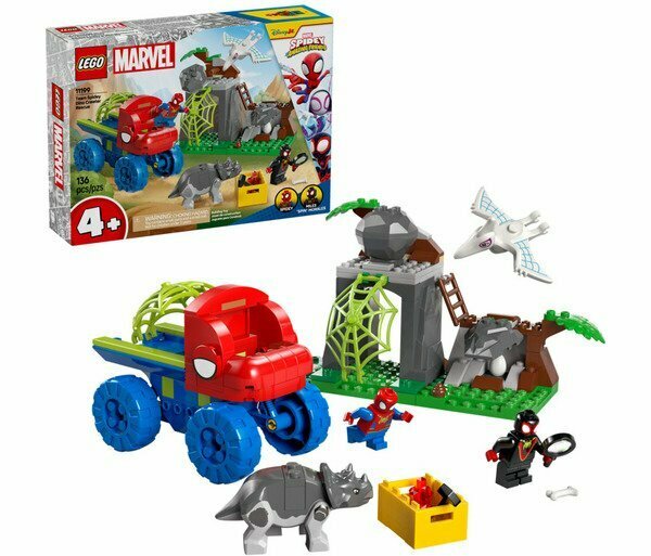 Конструктор LEGO Marvel 11199 Команда Спайди по спасению гусеничного динозавра-паука (Lego 11199)