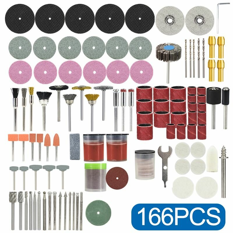 Набор насадок для гравера 166 шт. для шлифования полировки в пластиковые пакеты