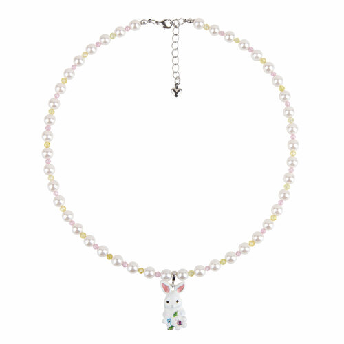 фото Колье hola jewelry, циркон, длина 40 см, белый