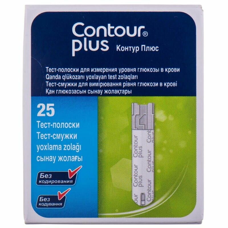Изображение Глюкометр Contour PLUS+ Тест-полоски Контур плюс№ 25 (01.2026)