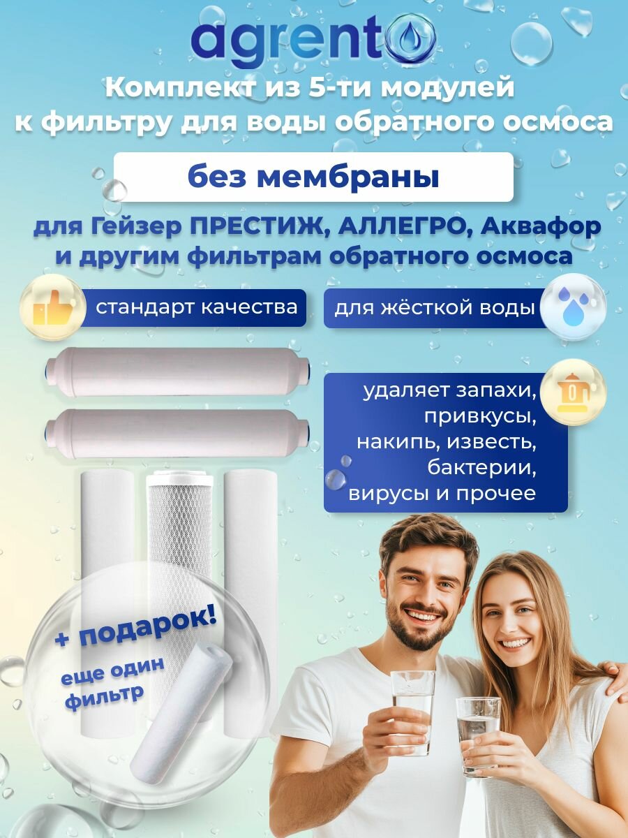 Набор картриджей совместимый Гейзер Аллегро М с минерализатором без мембраны + доп. модуль
