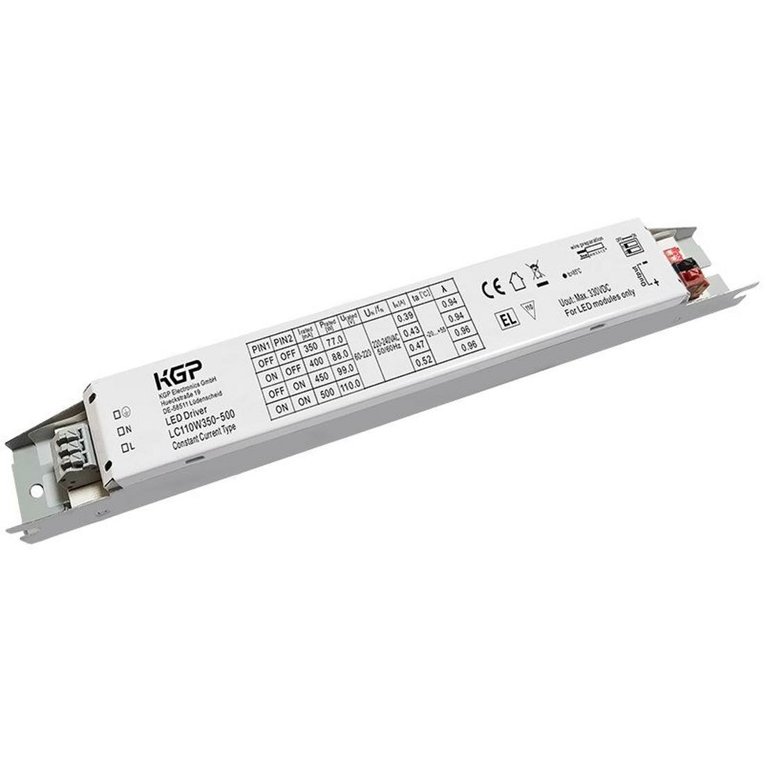 LED-драйвер 110Вт AC-DC KGP LC110W350-500, металлический корпус