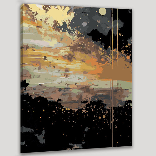 Изображение товара Картина по номерам 40x50 см, абстрактная картина, смешанная техника, космос, акриловая краска, металлическая фольга