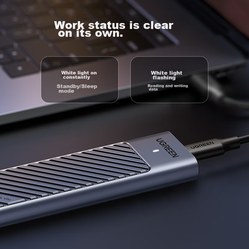Lulian M.2 External SSD Enclosure, NVMe/SATA Dual Protocol, Type-C 3.2 Compatible, for Laptops And Apple 16, External SSD Enclosure — фото 1