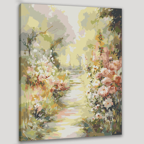 Изображение товара Картина по номерам 40x50 см, стиль импрессионизм, композиция сад, пастельные тони, умиротворенное настроение