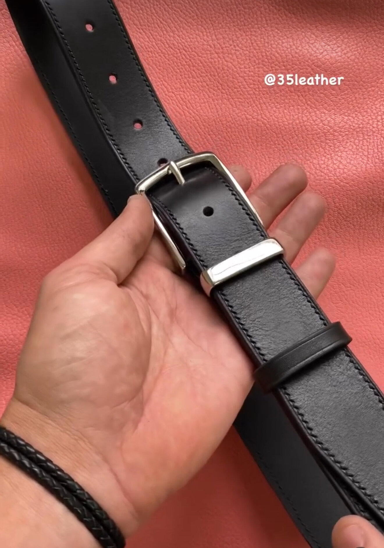 Комплект аксессуаров 35Leather для мужчин, размер 115-125, черный матовый