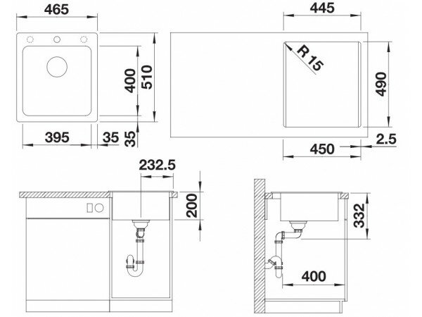 Кухонная мойка Blanco Naya 45 темная скала - фото №4