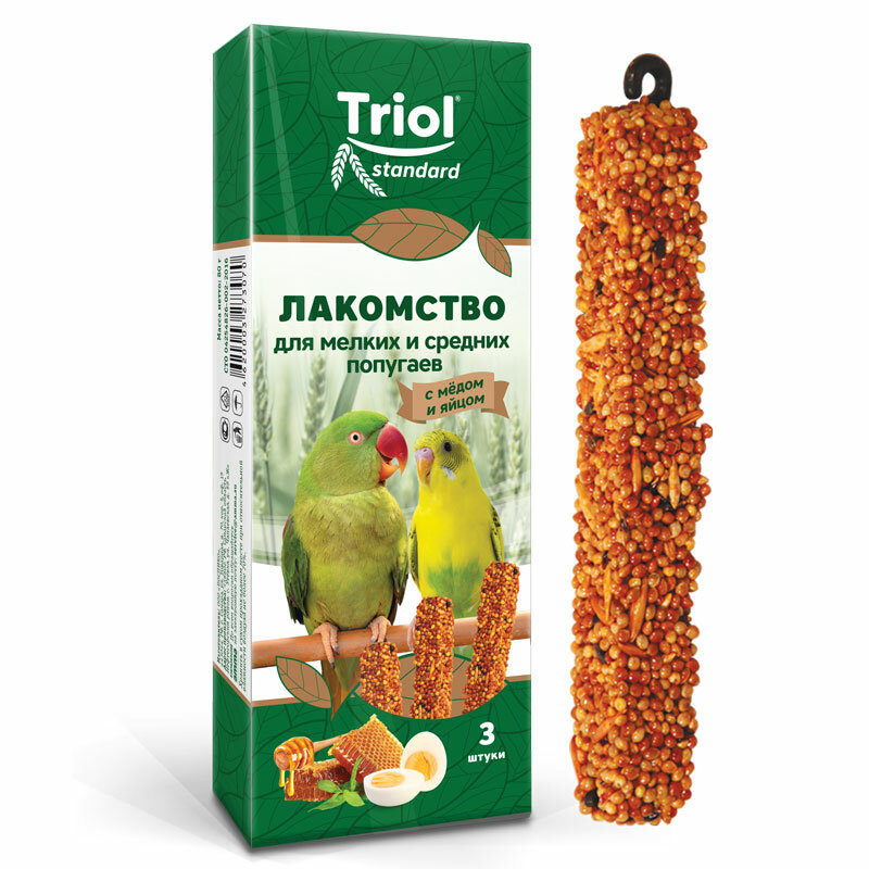Лакомство для попугаев с мёдом и яйцом (уп. 3 шт) 80г Triol Standard