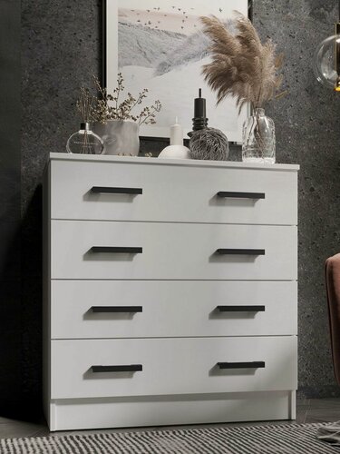 Изображение товара Комод для одежды и хранения вещей Прагма 1 с ящиками, 80.6х43.2х82.6 см, Белый гладкий