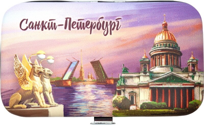 Набор маникюрный АКМ "СПб. Спас-мосты-грифоны" 11х6,2 см, футляр эко-кожа
