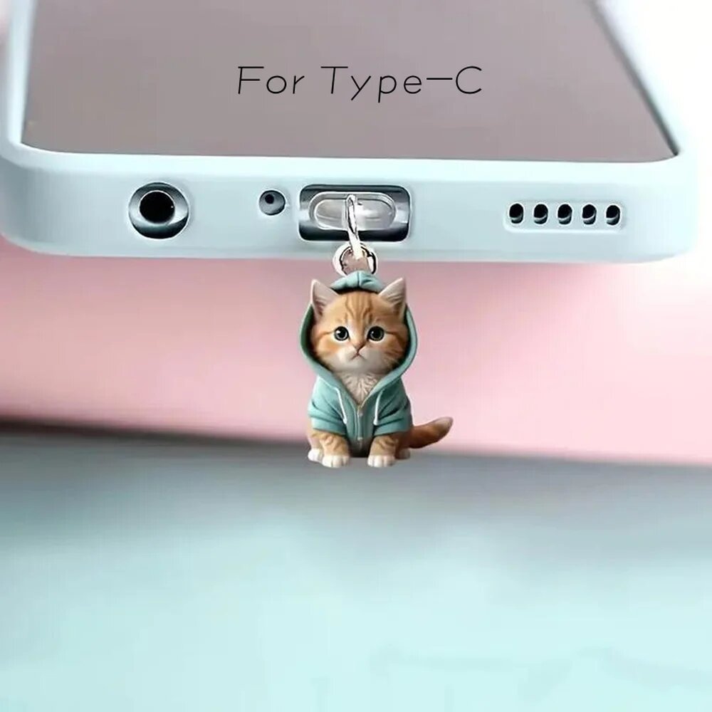 Милый маленький медвежонок 2D подвеска для телефона подходит для IPhone для Samsung Type-C интерфейс пылезащитная заглушка аксессуар украшение, Green Type-C