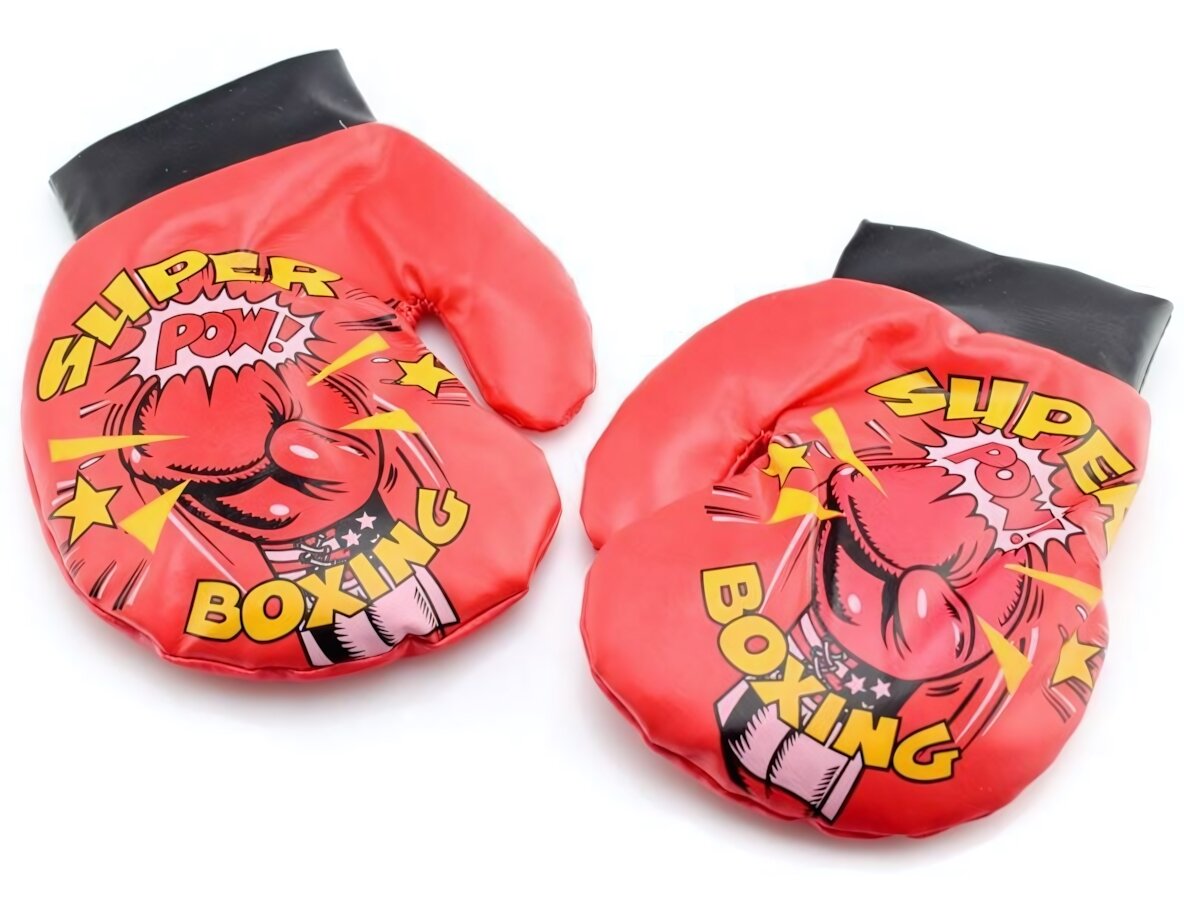 Боксерские перчатки детские "SUPER BOXING", синтетика, красные/черные