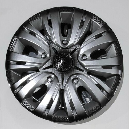 Колпаки автомобильные Лион серебристо-черные 14, 4 шт.