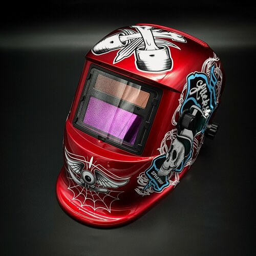 Изображение товара Бордовая сварочная маска с автозатемнением SHEDU СТ-5. Спецодежда для мужчин