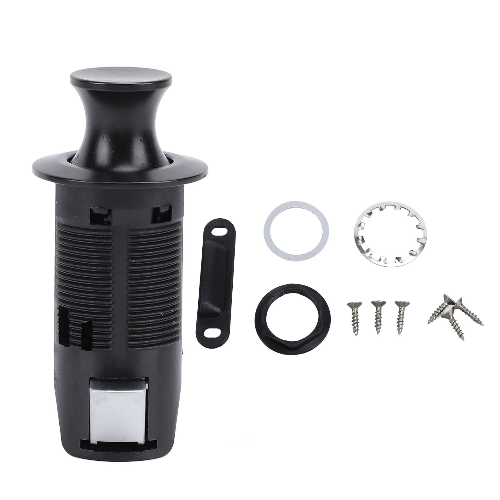 Cabinet Push Button Lock Stylish Look Keyless Cupboard Drawer Latch Knob for RV Yacht Motorhome Campervan Caravan Black