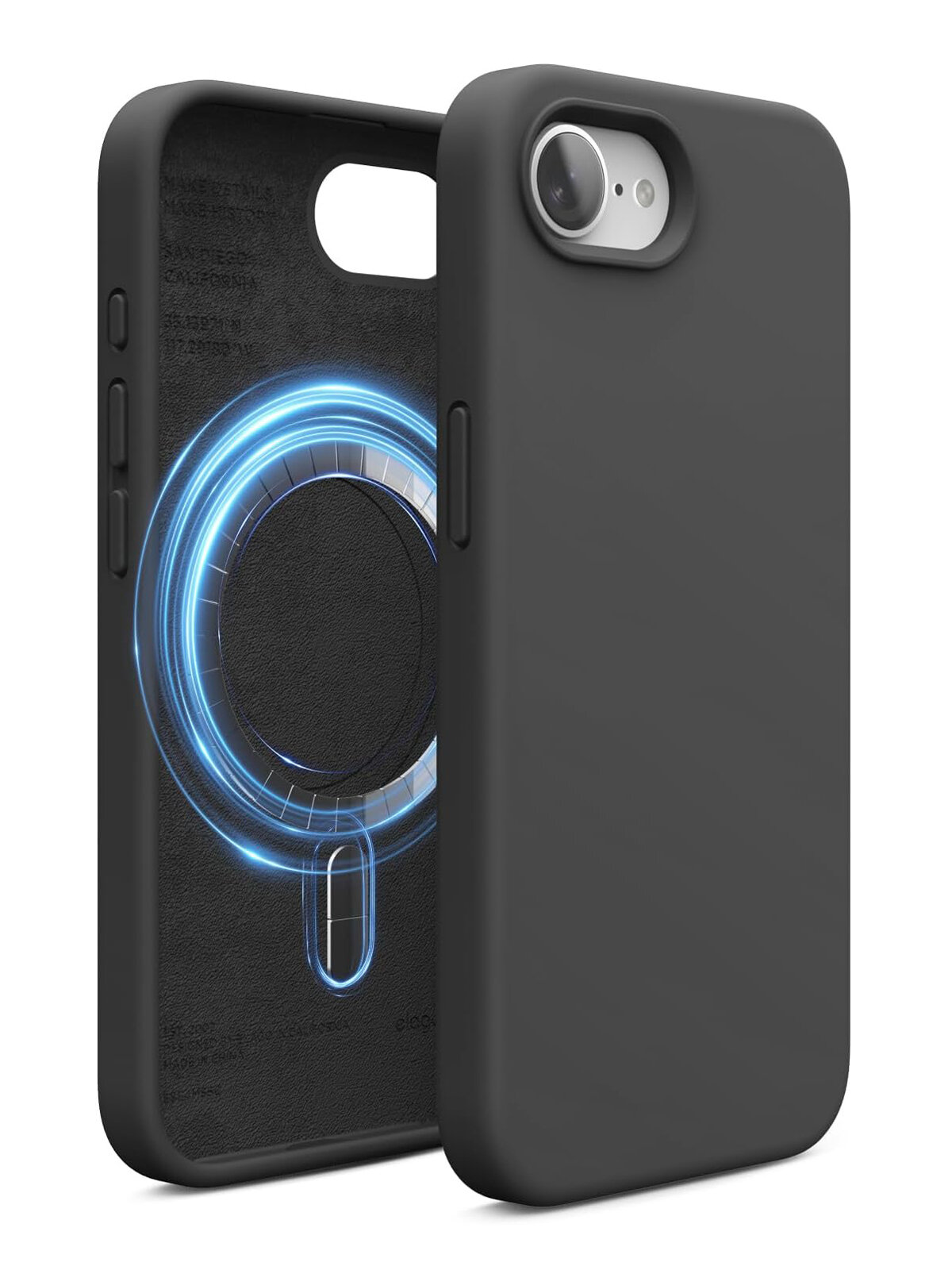 Elago для iPhone 16e чехол Soft silicone (Liquid) Black (MagSafe)