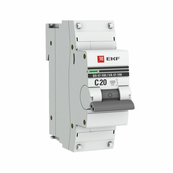 EKF PROxima ВА 47-100 Автоматический выключатель (С) 1P 20А 10kA, mcb47100-1-20C-pro