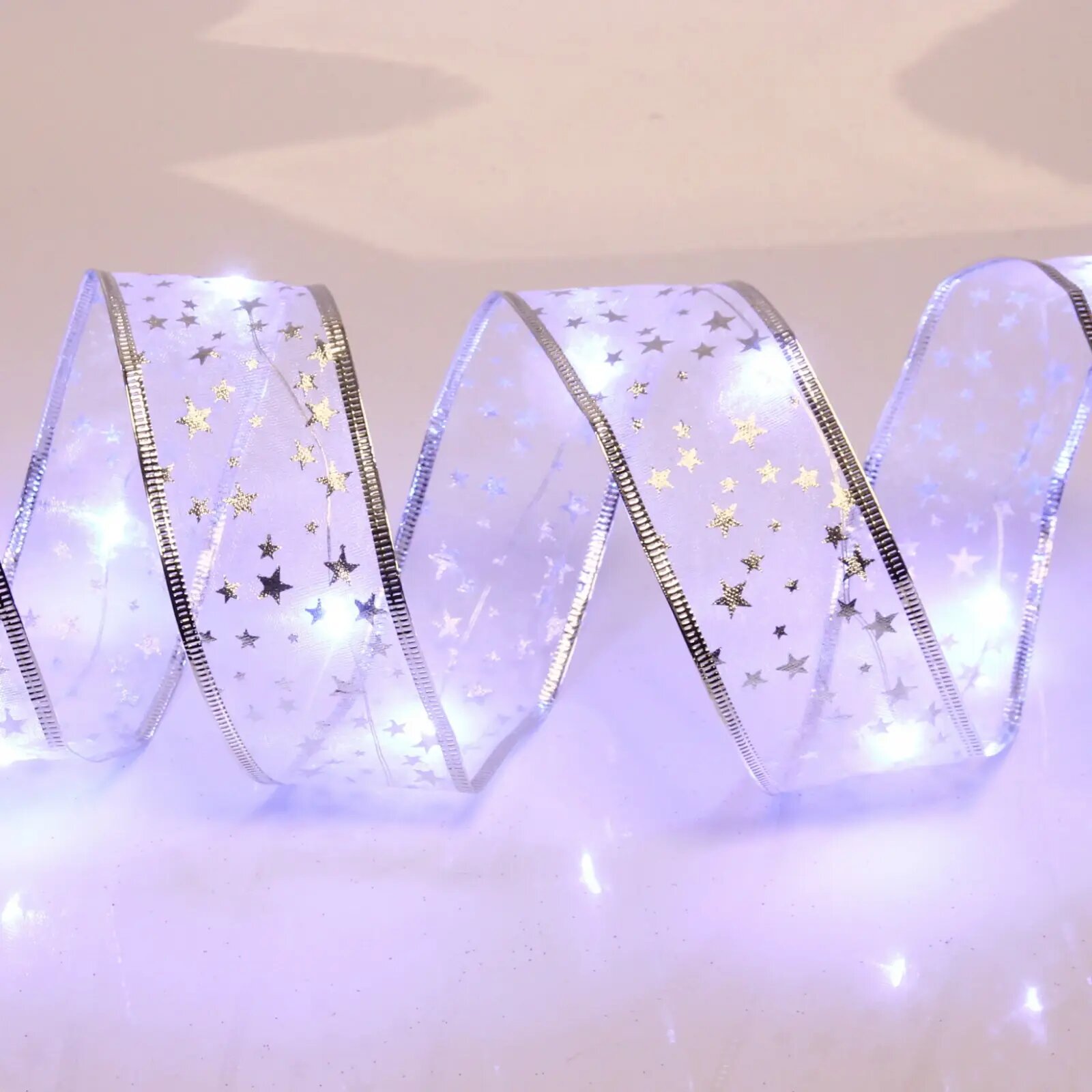 Гирлянда для дома лента декоративная «Звездочки» 20 м 5 см (на батарейках) Белый (подсветка белая)