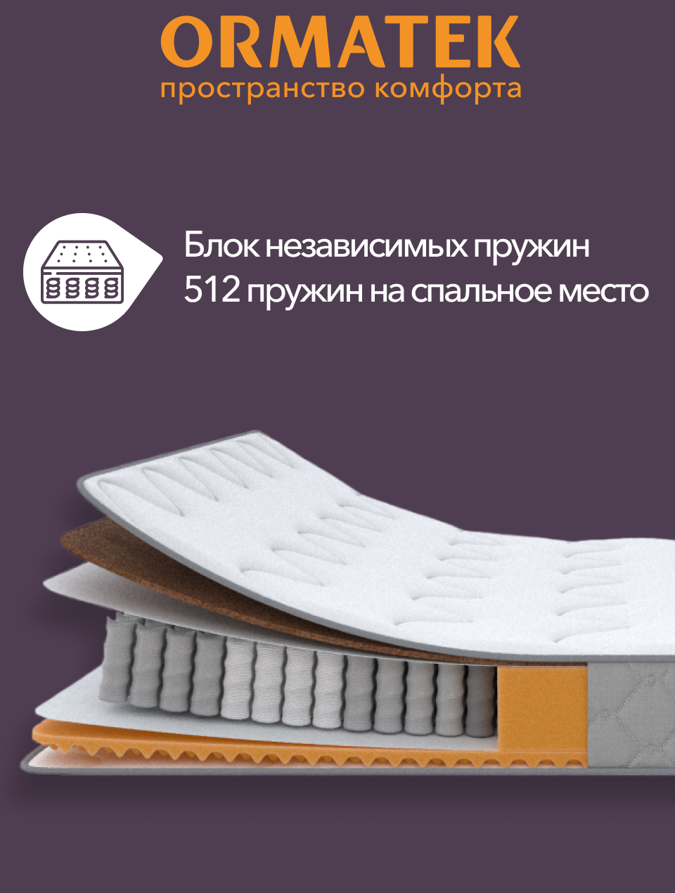 Орматек Матрас SLEEP Combo, Независимые пружины, 160х200 см, Двуспальный анатомический двусторонний матрас — фото 1