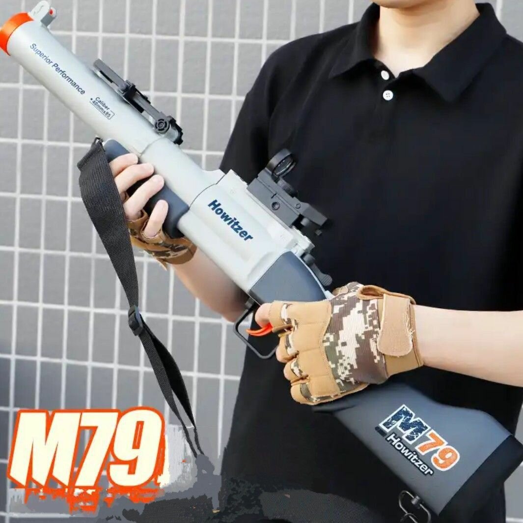 Игрушечный Помповый Дробовик M79 с прицелом, выбросом гильз и мягкими пулями Nerf Blaster/ Помповый Винчестер с реалистичной стрельбой и перезарядкой гильзами 73 см