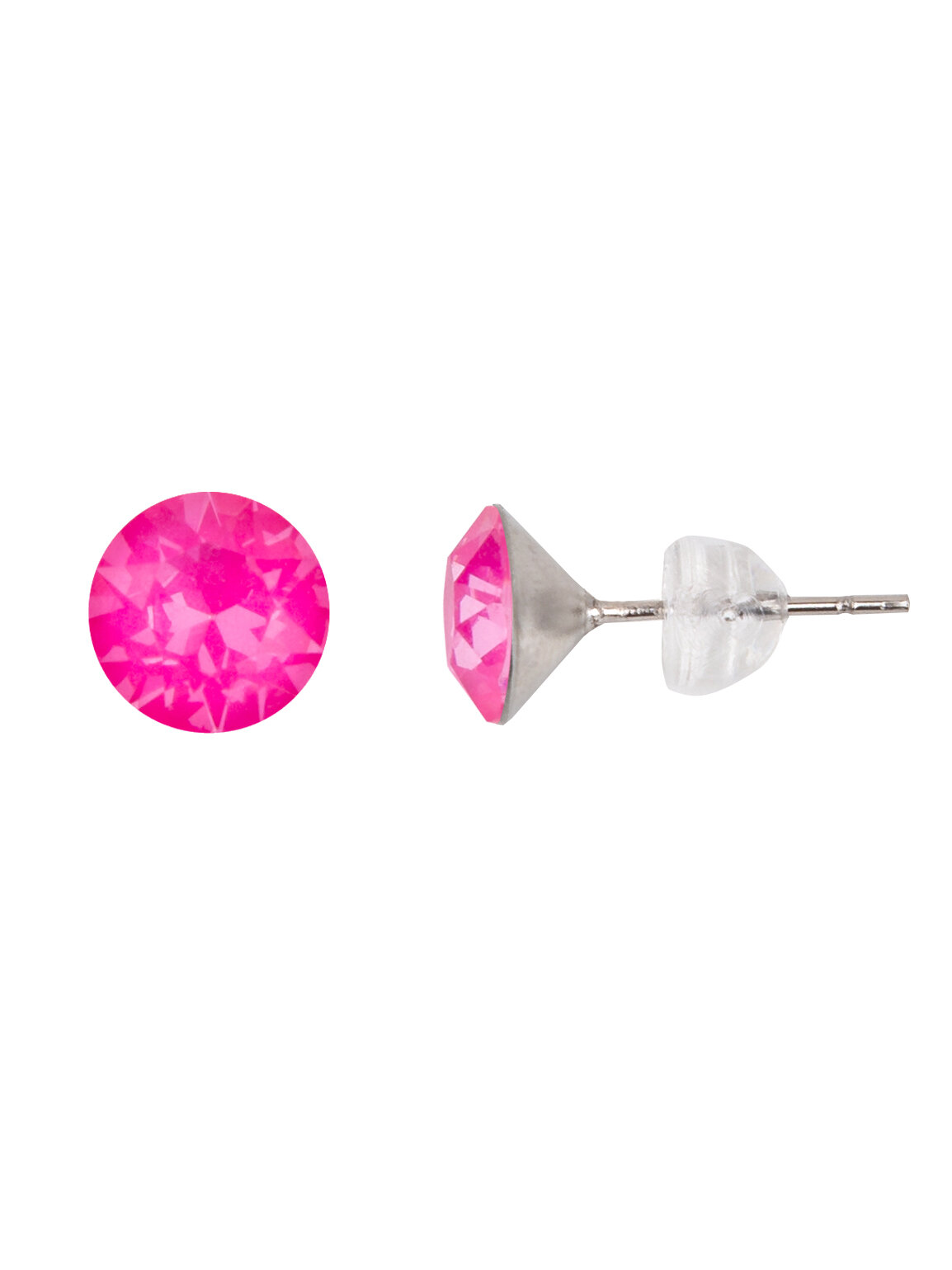 Серьги OW, кристаллы Swarovski, размер 8 мм, фуксия, розовый