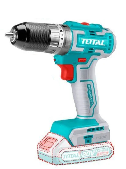 Ударная дрель-шуруповёрт TOTAL TIDLI20508, кейс, 2 скорости, фиксация шпинделя — фото 1