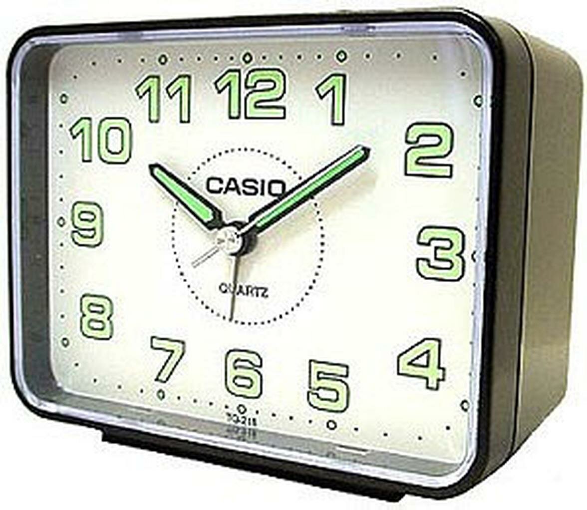 Часы настольные Casio TQ-218-1B кварцевые черный/белый/зеленый