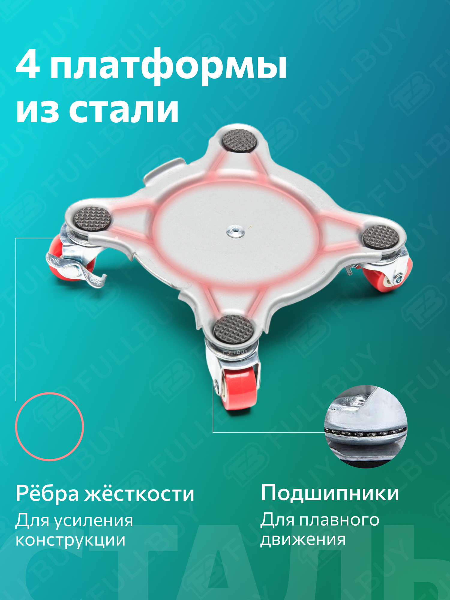 Домкрат для мебели 900 FULLBUY, набор для перемещения и перестановки мебели, транспортёр — фото 1
