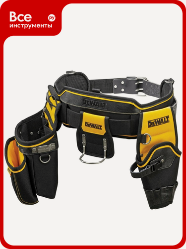Изображение товара Пояс строителя DEWALT для инструмента из комбинированного полиэстер‑кожаного материала, двухсекционный черножелтый набор