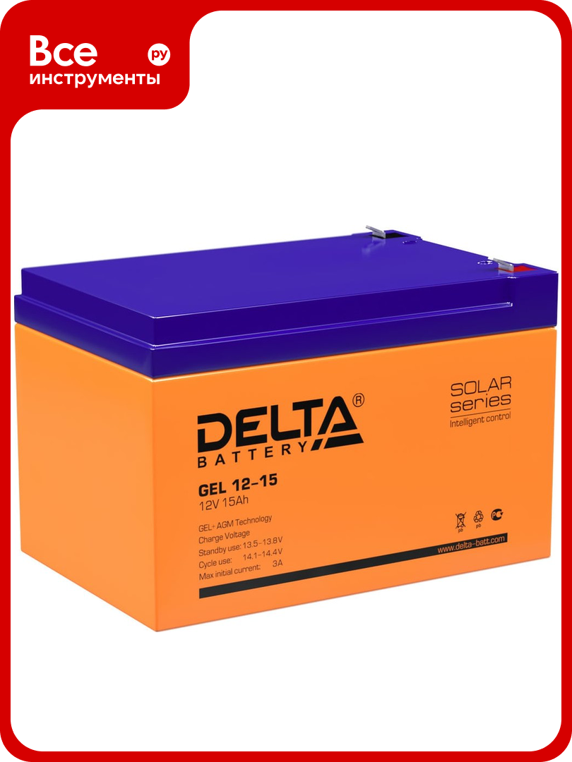 Батарея аккумуляторная Delta GEL 12-15
