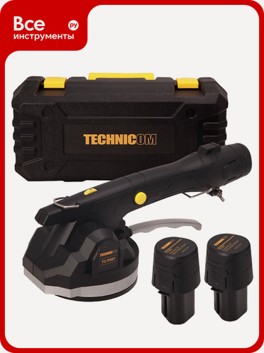 Изображение товара Виброприсоска для укладки плитки TECHNICOM аккумуляторная, 12В, 1500 мАч, 6 скоростей, чаша TC-P007